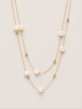 New! Gold Pearl Beaded Stack Necklace NWOT